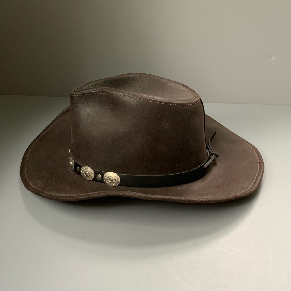 Henschel Walker U Shape It Raging Bull Leather Outback Cowboy/Cowgirl Hat M - Picture 3 of 16